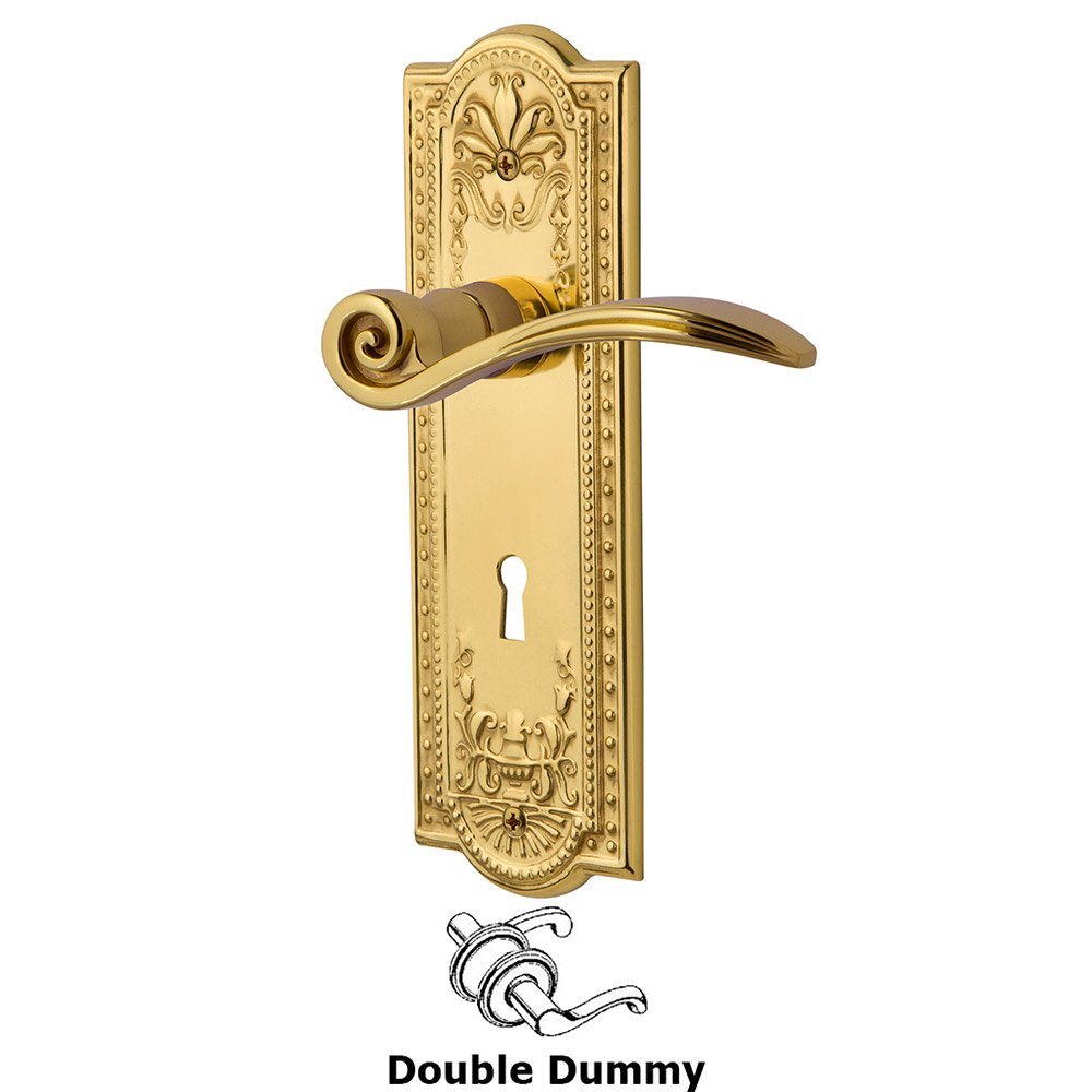 Nostalgic Warehouse Meadows Plate Double Dummy with Keyhole and  Swan Lever in Polished Brass