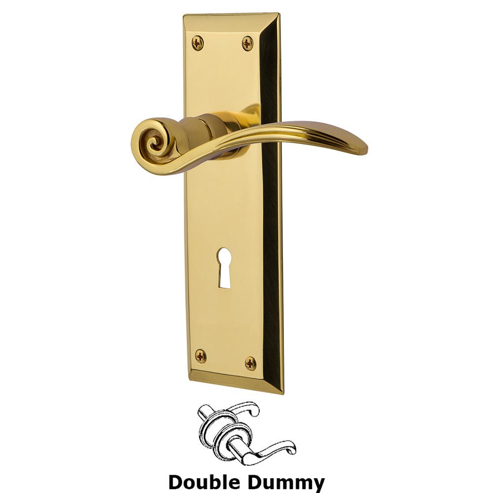 Nostalgic Warehouse New York Plate Double Dummy with Keyhole and  Swan Lever in Polished Brass