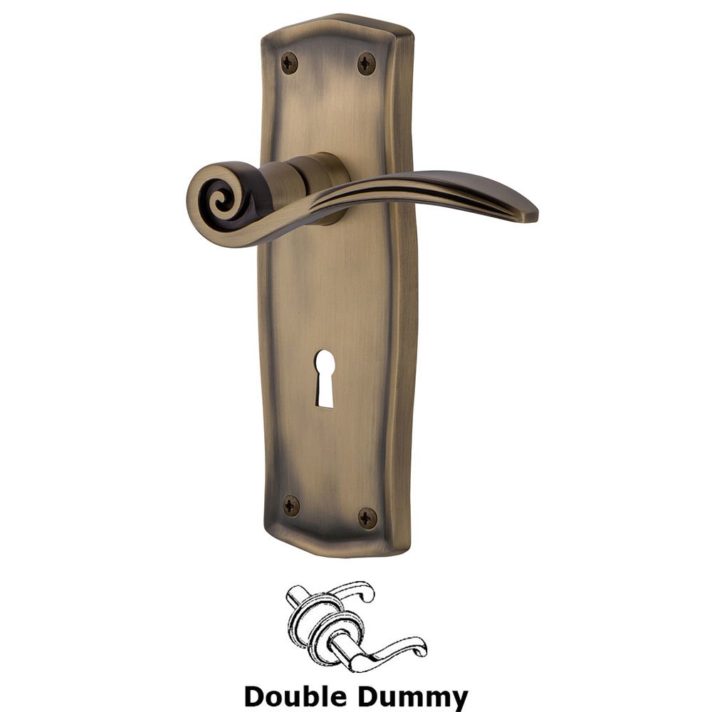 Nostalgic Warehouse Prairie Plate Double Dummy with Keyhole and  Swan Lever in Antique Brass