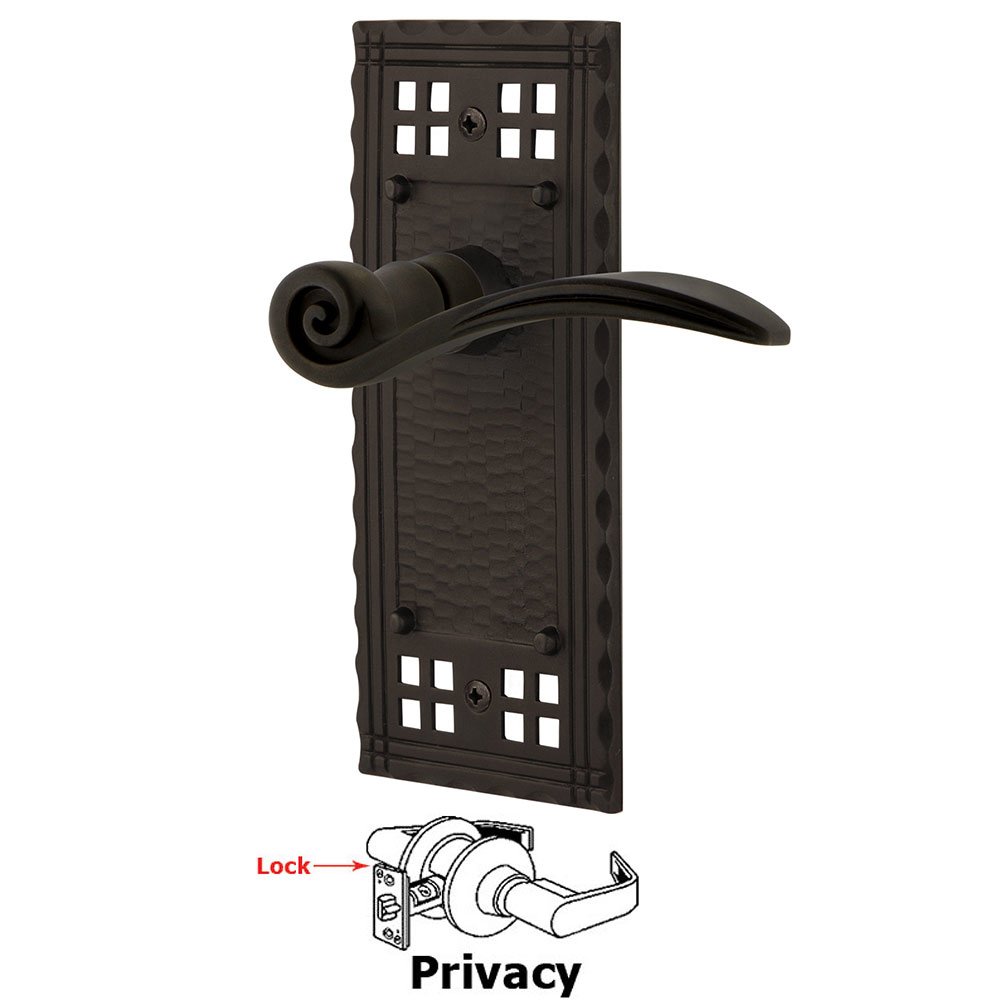 Nostalgic Warehouse Craftsman Plate Privacy Swan Lever in Oil-Rubbed Bronze