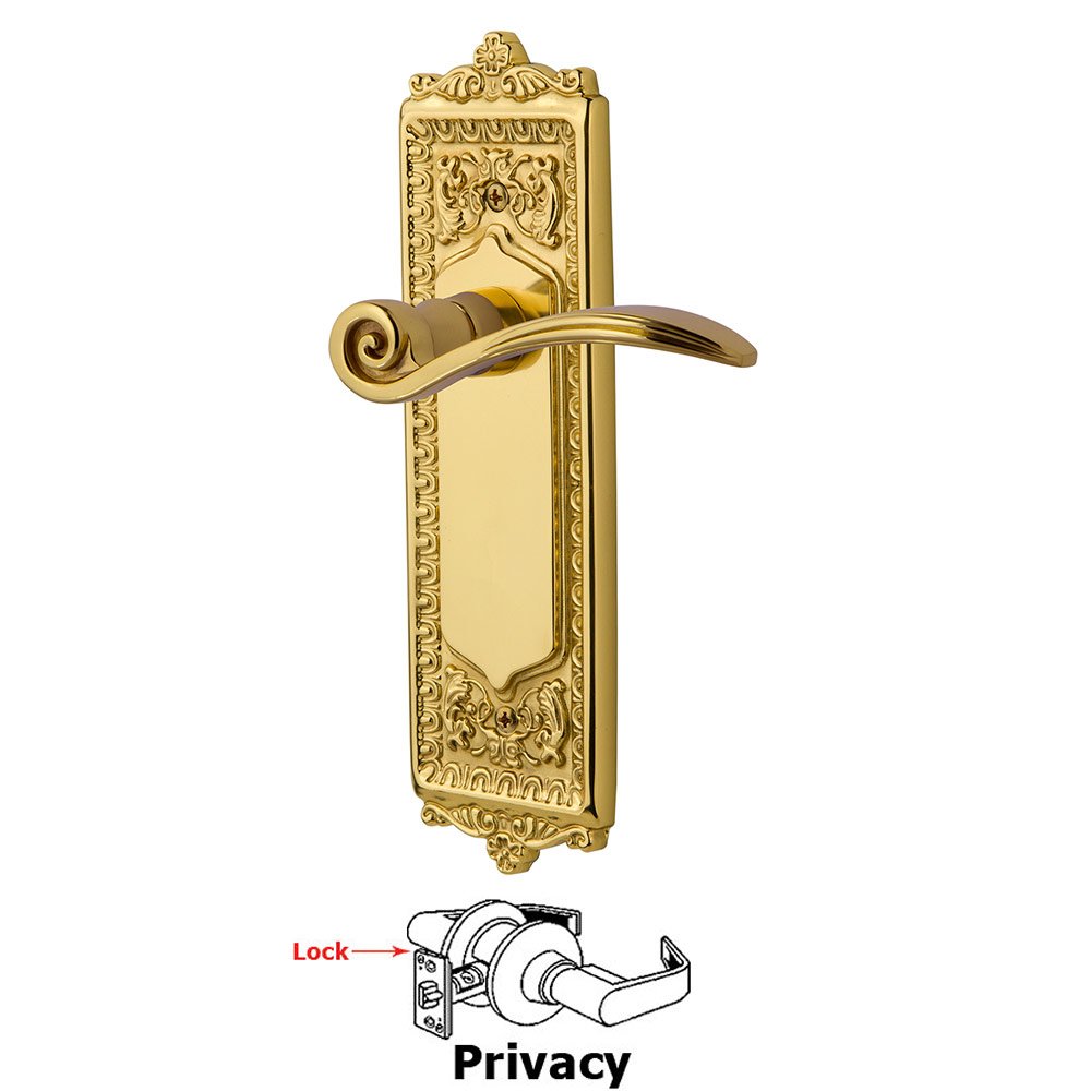 Nostalgic Warehouse Egg & Dart Plate Privacy Swan Lever in Polished Brass