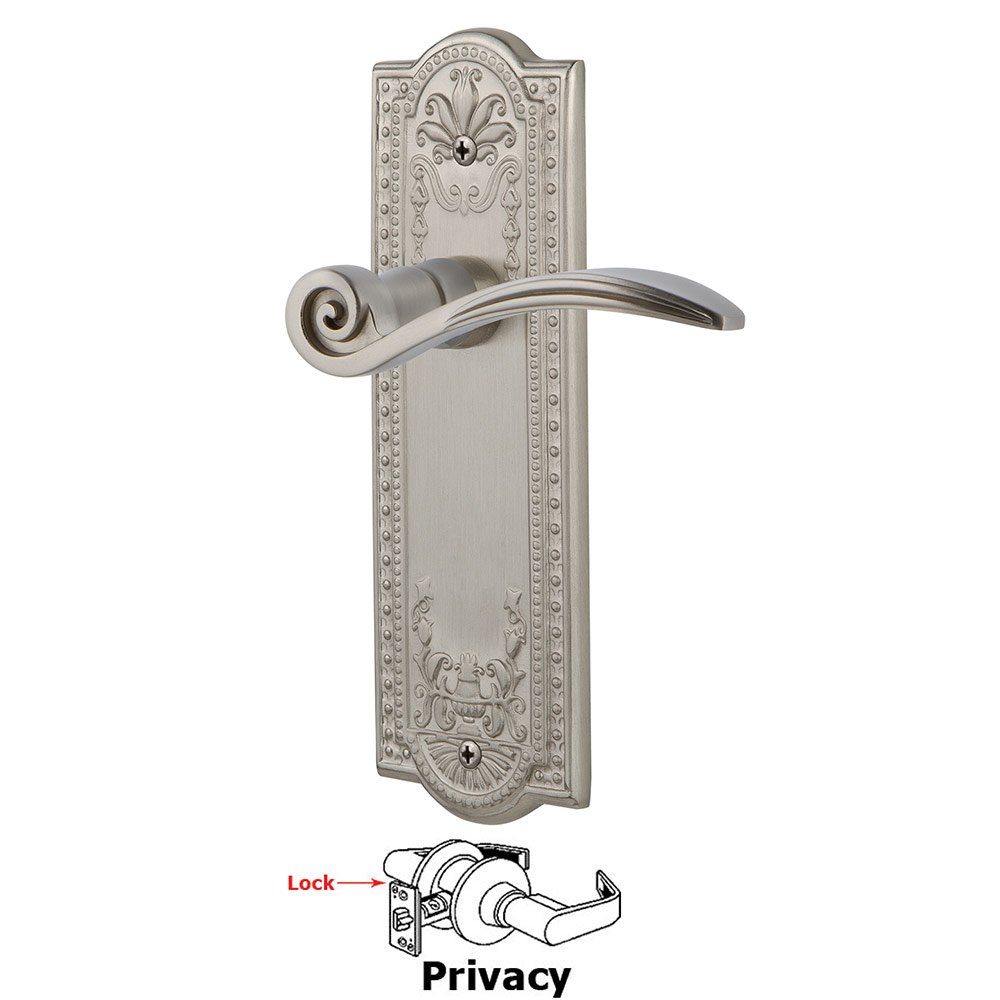 Nostalgic Warehouse Meadows Plate Privacy Swan Lever in Satin Nickel
