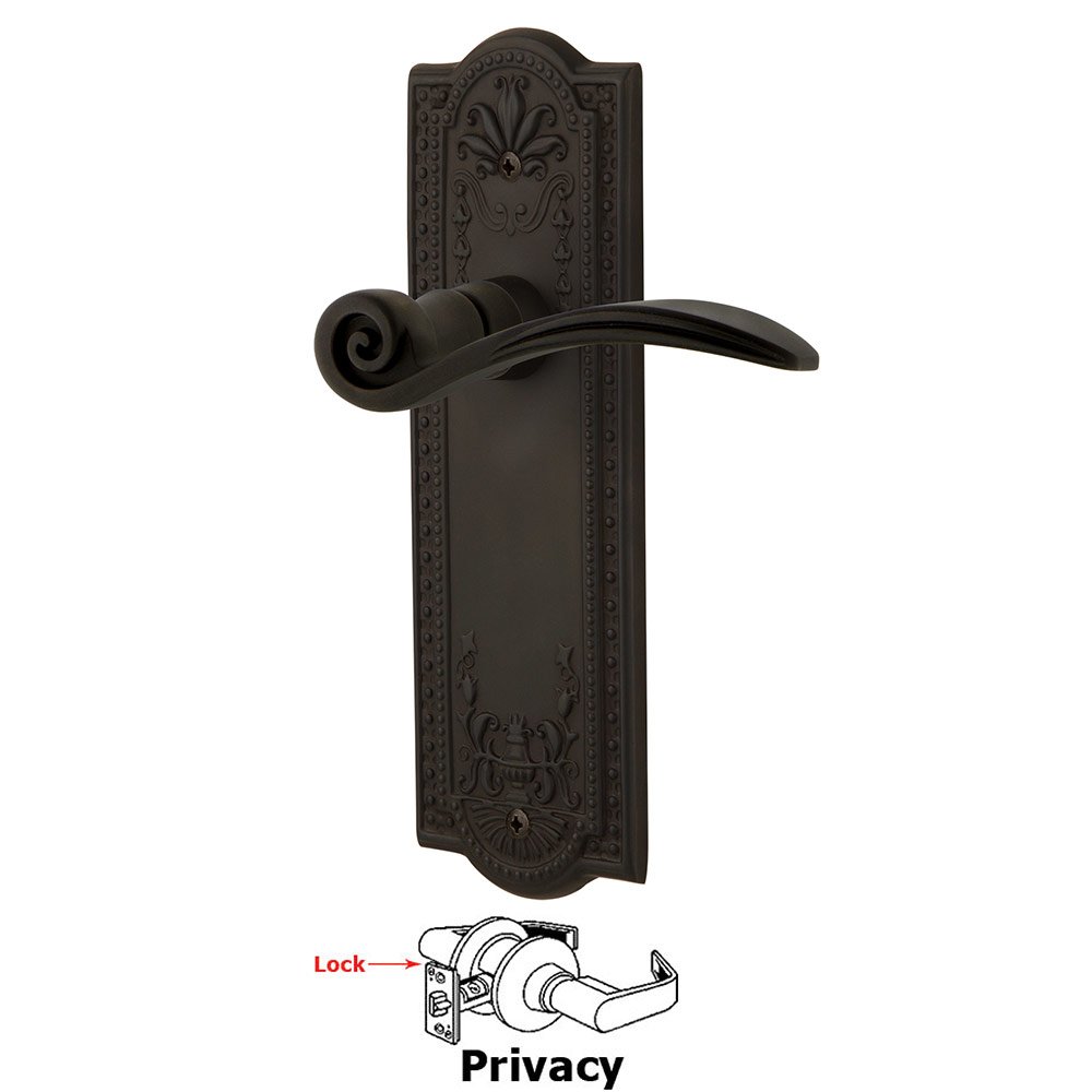 Nostalgic Warehouse Meadows Plate Privacy Swan Lever in Oil-Rubbed Bronze