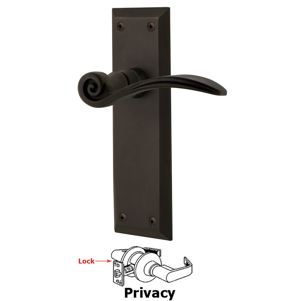 Nostalgic Warehouse New York Plate Privacy Swan Lever in Oil-Rubbed Bronze