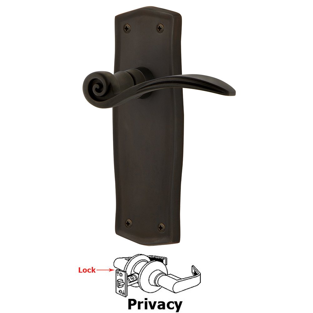 Nostalgic Warehouse Prairie Plate Privacy Swan Lever in Oil-Rubbed Bronze