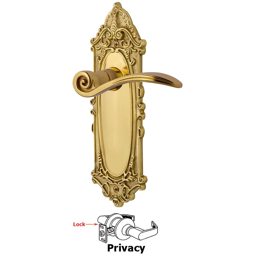 Nostalgic Warehouse Victorian Plate Privacy Swan Lever in Unlacquered Brass