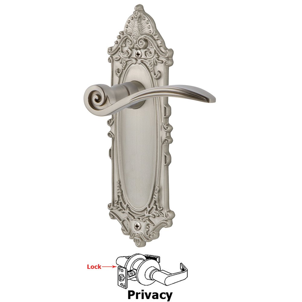 Nostalgic Warehouse Victorian Plate Privacy Swan Lever in Satin Nickel