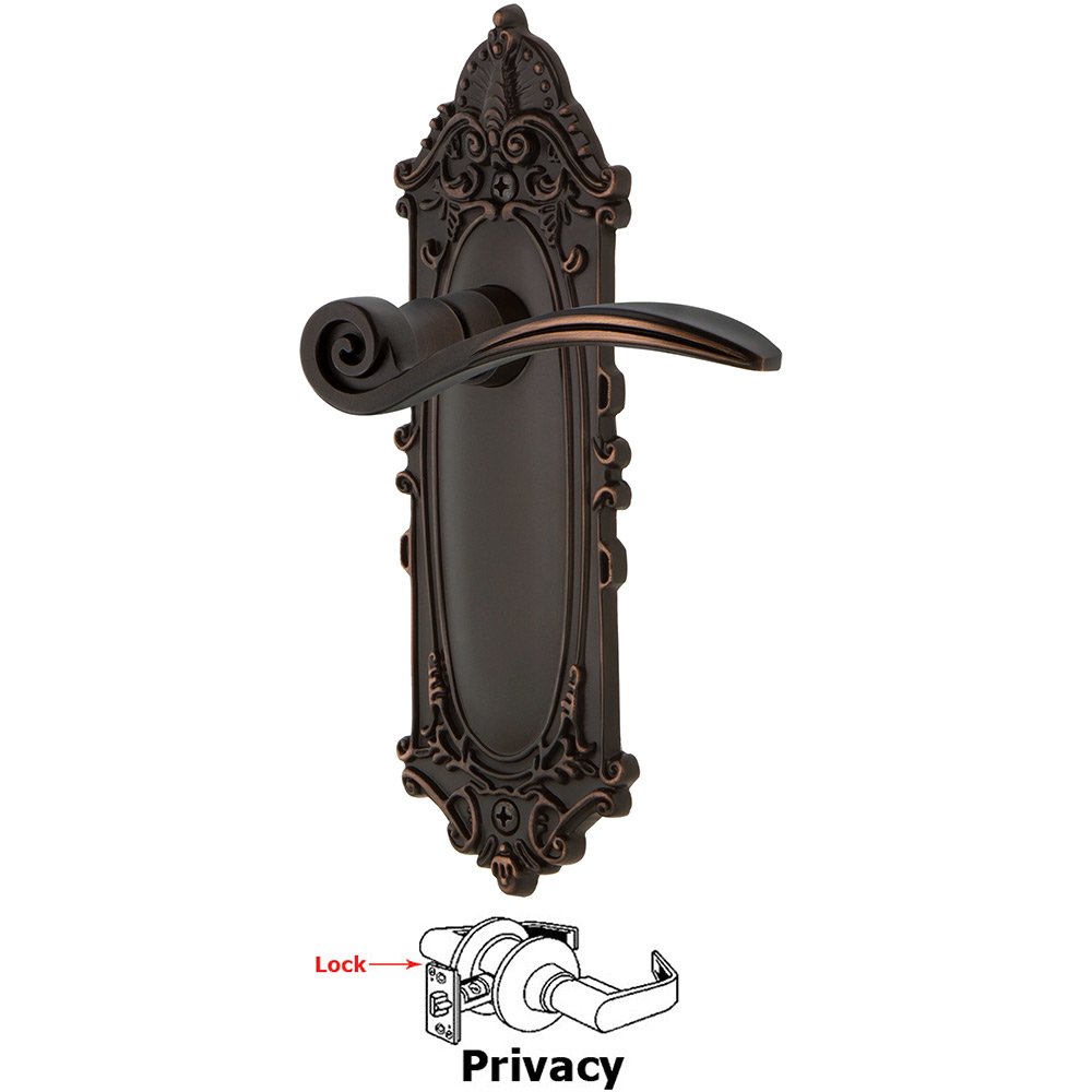 Nostalgic Warehouse Victorian Plate Privacy Swan Lever in Timeless Bronze