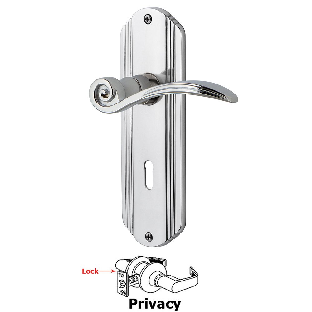 Nostalgic Warehouse Deco Plate Privacy with Keyhole and  Swan Lever in Bright Chrome