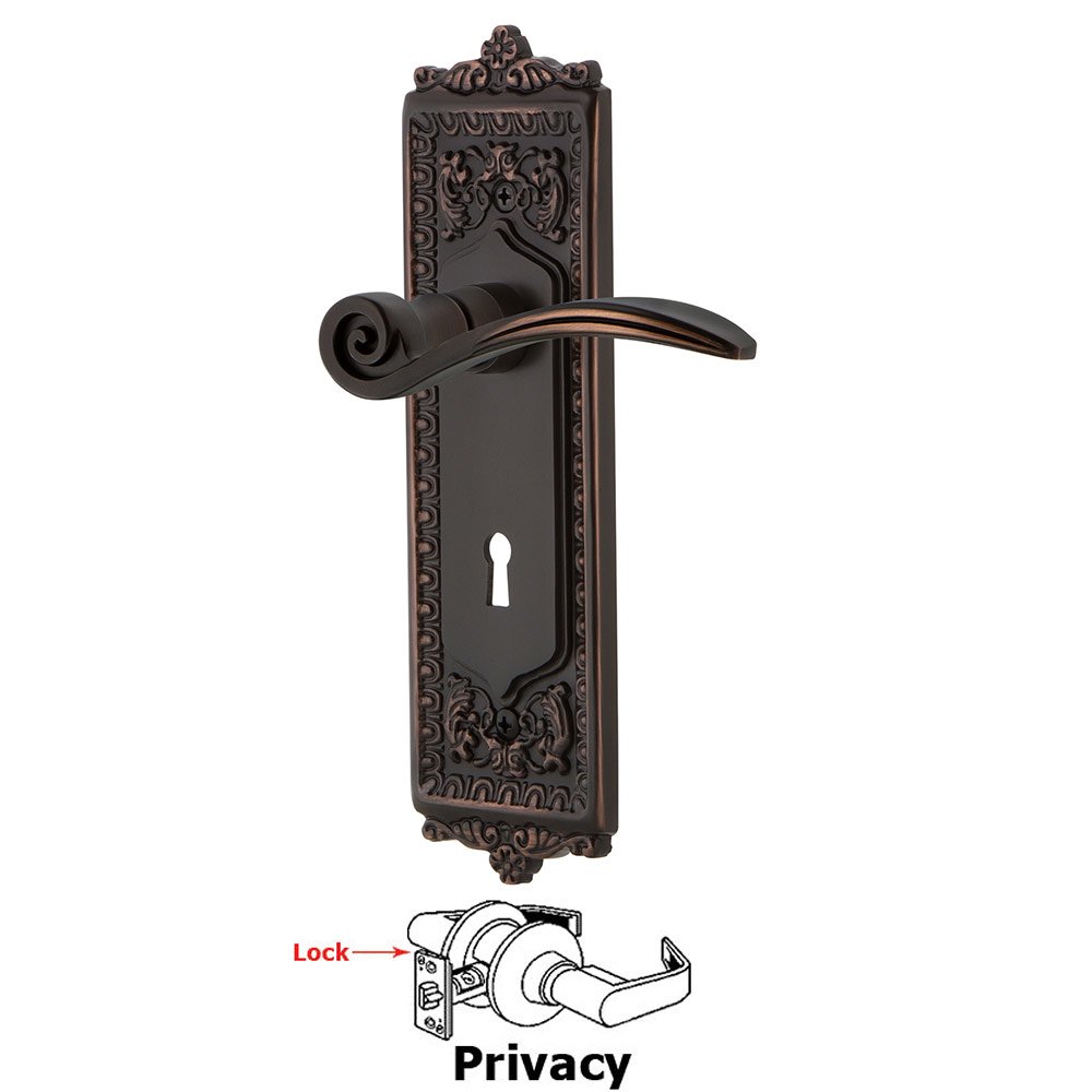 Nostalgic Warehouse Egg & Dart Plate Privacy with Keyhole and  Swan Lever in Timeless Bronze