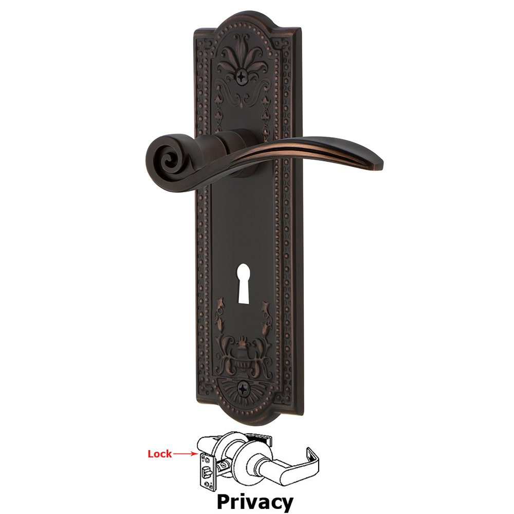 Nostalgic Warehouse Meadows Plate Privacy with Keyhole and  Swan Lever in Timeless Bronze