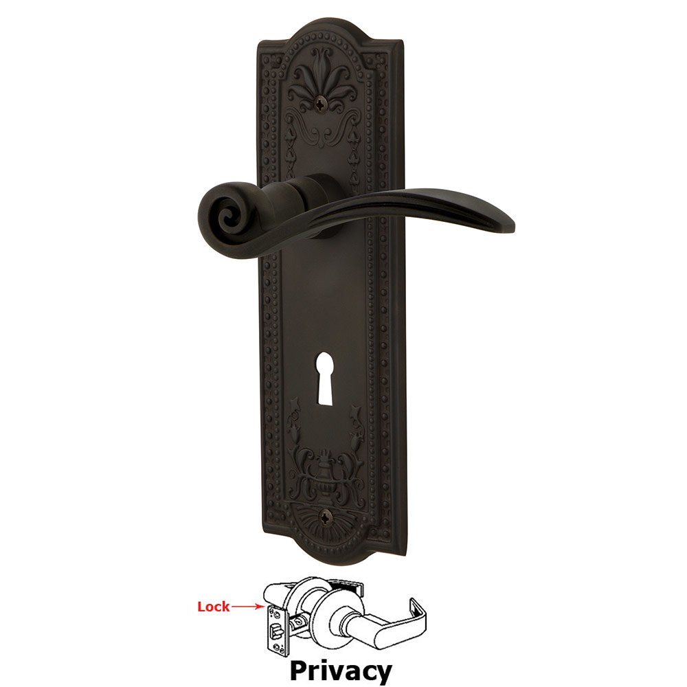 Nostalgic Warehouse Meadows Plate Privacy with Keyhole and  Swan Lever in Oil-Rubbed Bronze