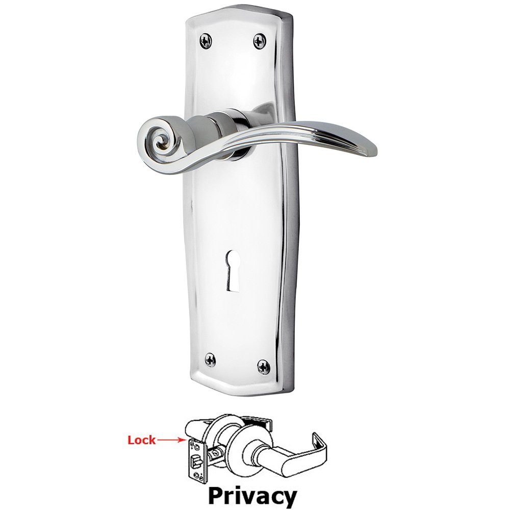 Nostalgic Warehouse Prairie Plate Privacy with Keyhole and  Swan Lever in Bright Chrome