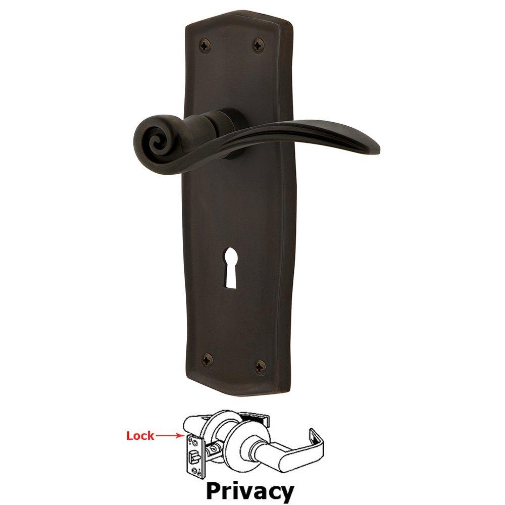 Nostalgic Warehouse Prairie Plate Privacy with Keyhole and  Swan Lever in Oil-Rubbed Bronze