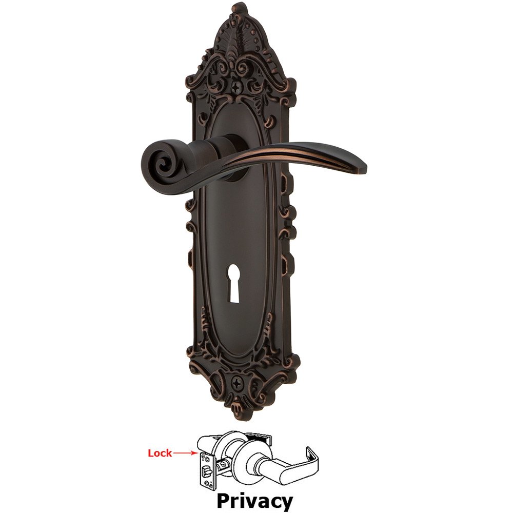 Nostalgic Warehouse Victorian Plate Privacy with Keyhole and  Swan Lever in Timeless Bronze