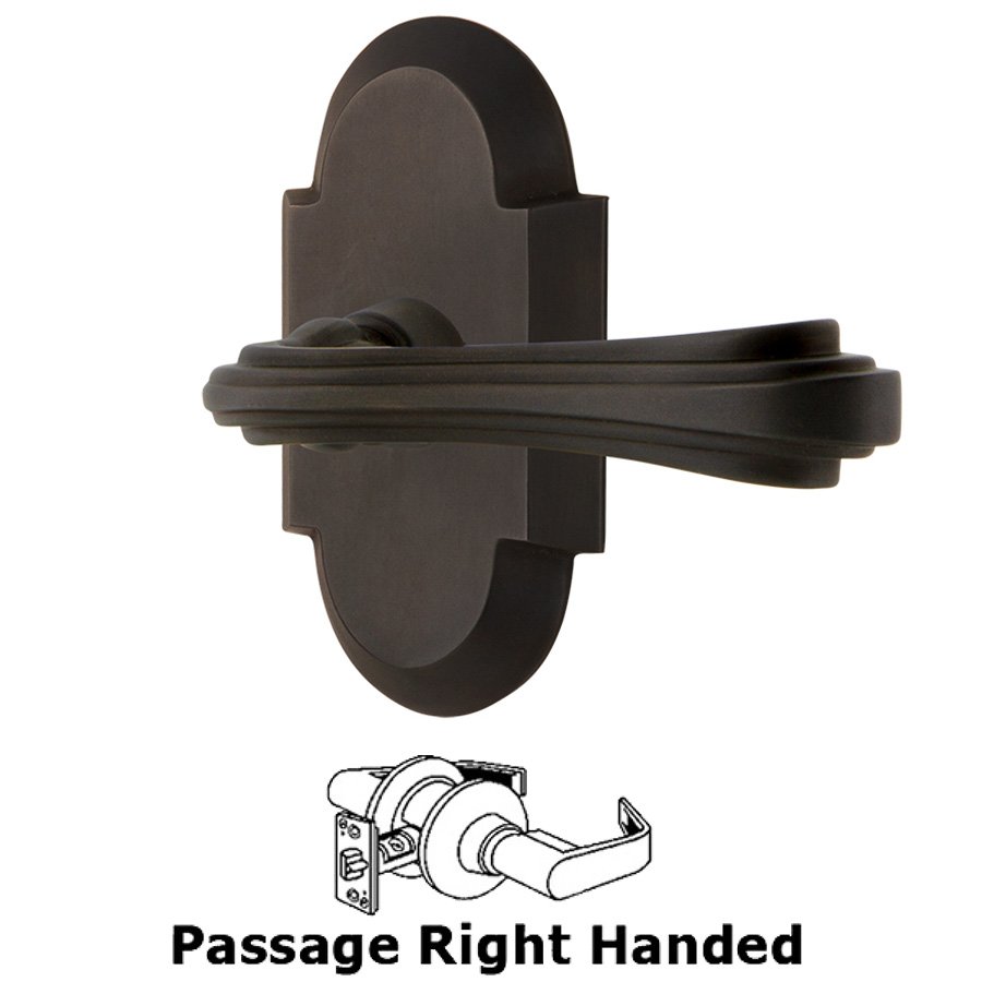 Nostalgic Warehouse Cottage Plate Passage Right Handed Fleur Lever in Oil-Rubbed Bronze