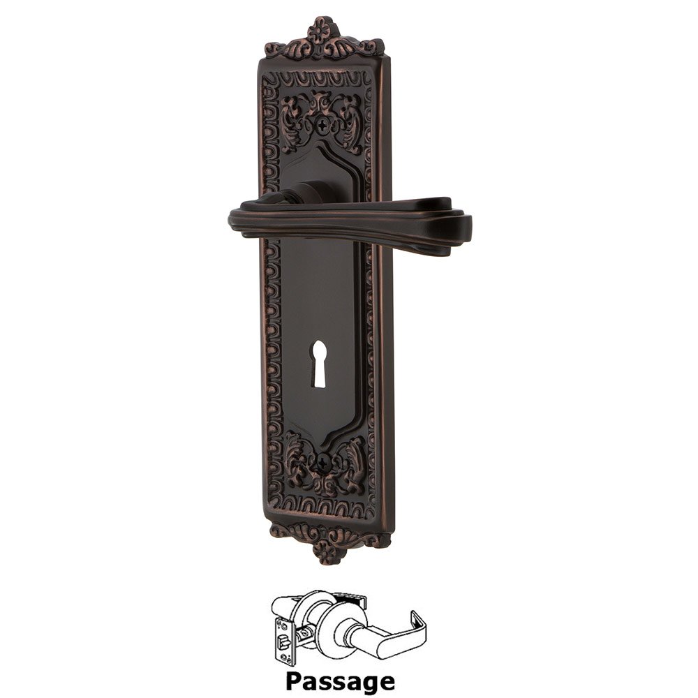 Nostalgic Warehouse Egg & Dart Plate Passage with Keyhole and  Fleur Lever in Timeless Bronze