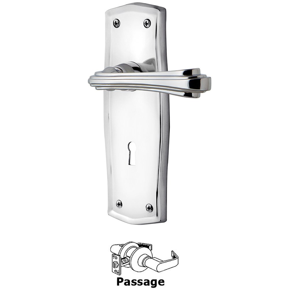 Nostalgic Warehouse Prairie Plate Passage with Keyhole and  Fleur Lever in Bright Chrome