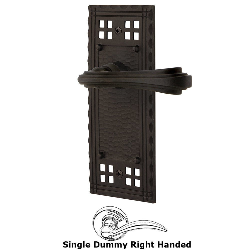 Nostalgic Warehouse Craftsman Plate Single Dummy Right Handed Fleur Lever in Oil-Rubbed Bronze