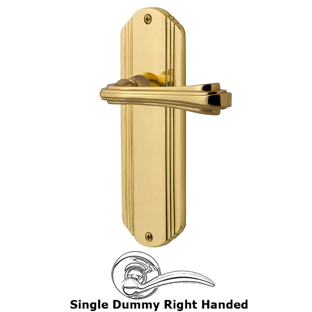 Nostalgic Warehouse Deco Plate Single Dummy Right Handed Fleur Lever in Polished Brass