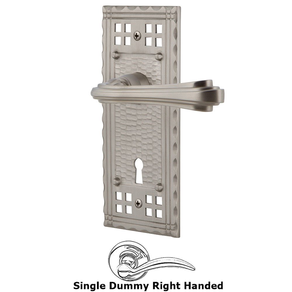 Nostalgic Warehouse Craftsman Plate Single Dummy with Keyhole Right Handed Fleur Lever in Satin Nickel