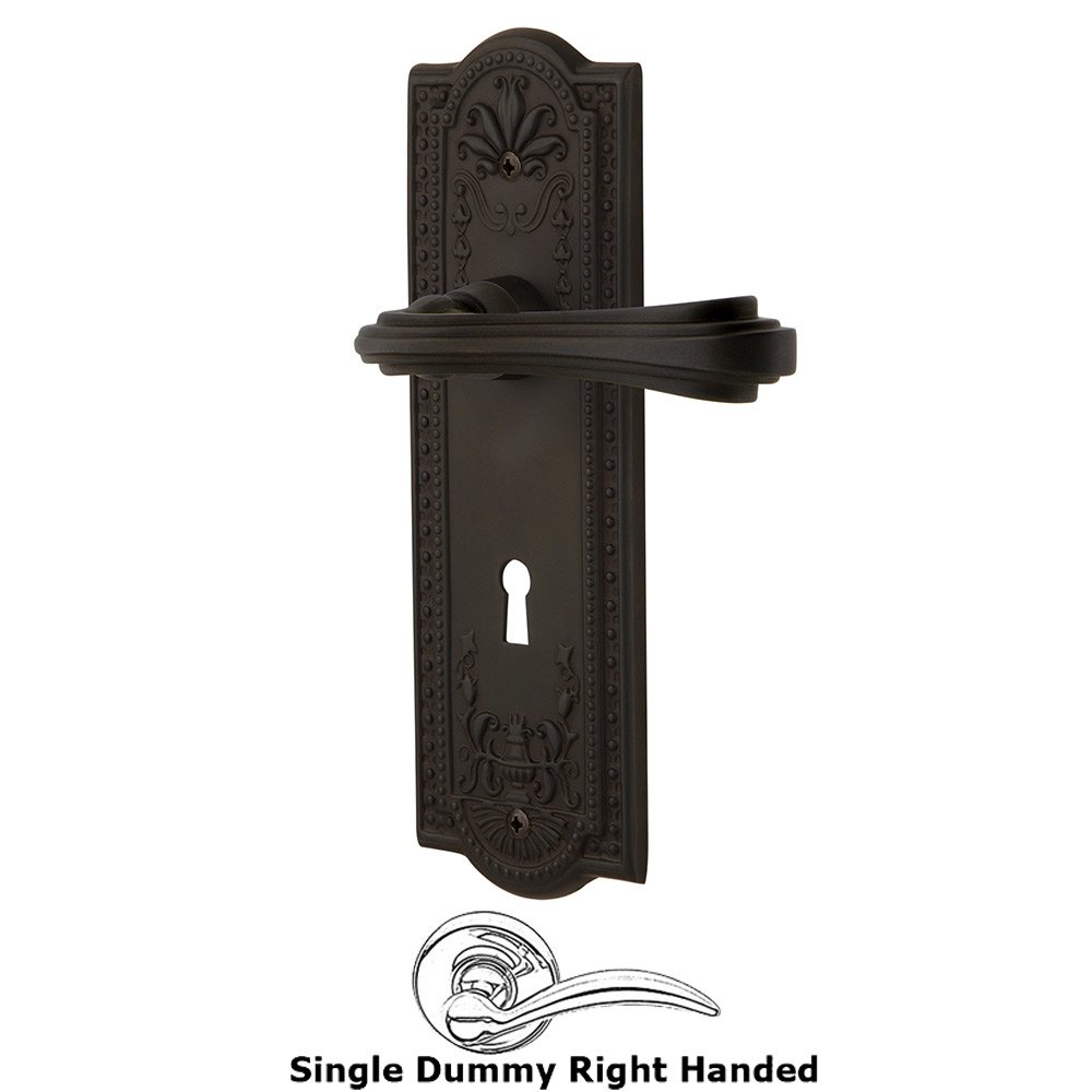 Nostalgic Warehouse Meadows Plate Single Dummy with Keyhole Right Handed Fleur Lever in Oil-Rubbed Bronze