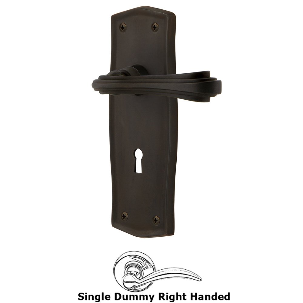 Nostalgic Warehouse Prairie Plate Single Dummy with Keyhole Right Handed Fleur Lever in Oil-Rubbed Bronze