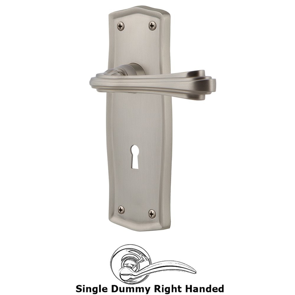 Nostalgic Warehouse Prairie Plate Single Dummy with Keyhole Right Handed Fleur Lever in Satin Nickel