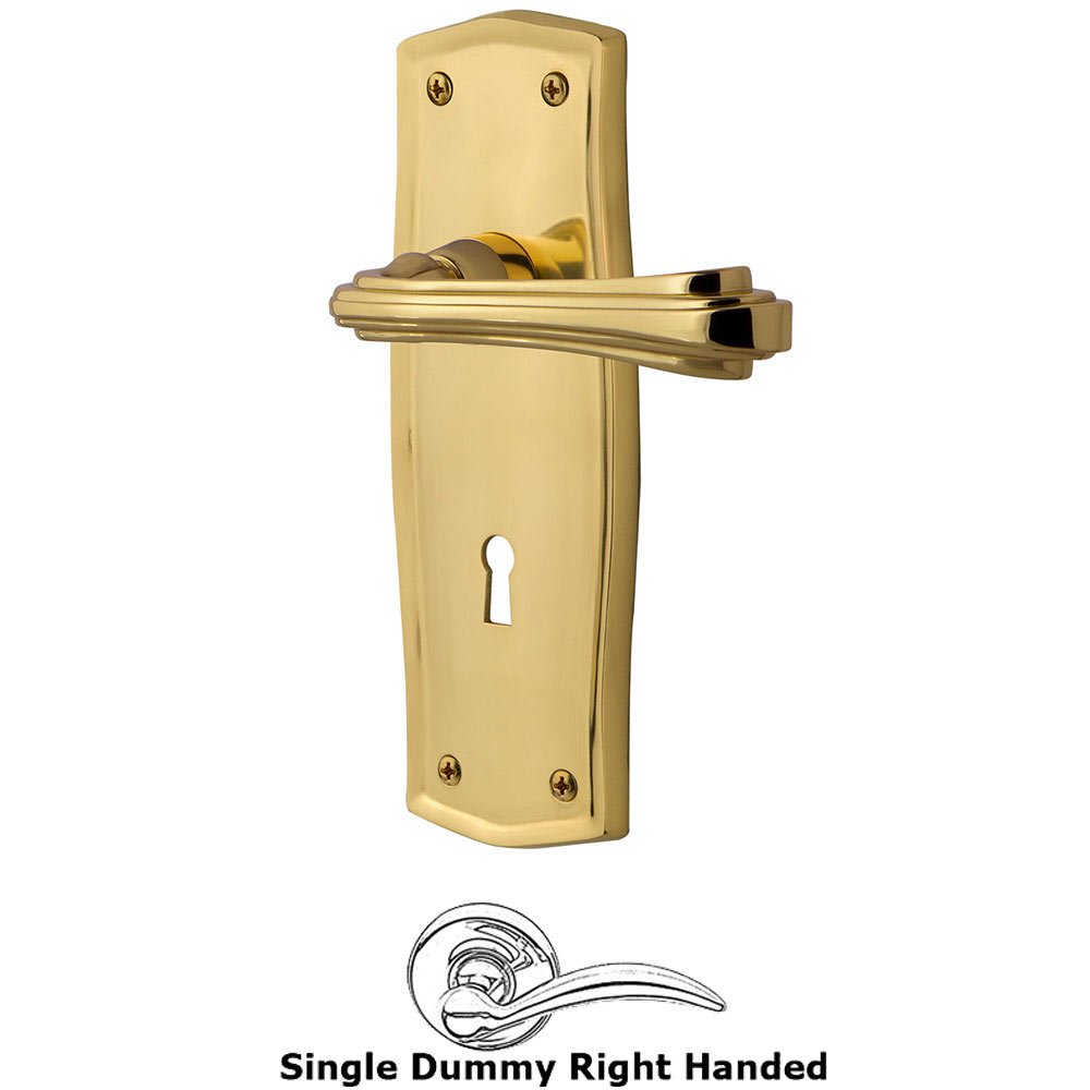Nostalgic Warehouse Prairie Plate Single Dummy with Keyhole Right Handed Fleur Lever in Unlacquered Brass