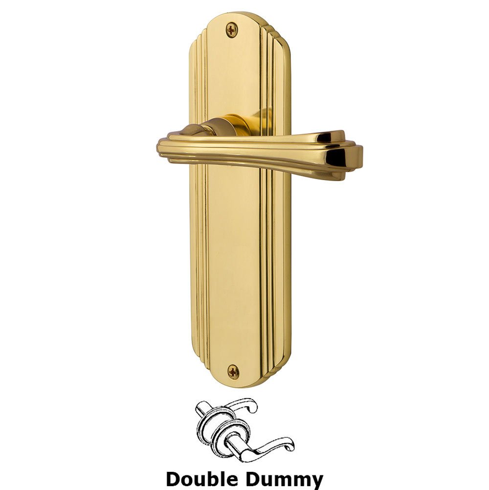 Nostalgic Warehouse Deco Plate Double Dummy Fleur Lever in Polished Brass