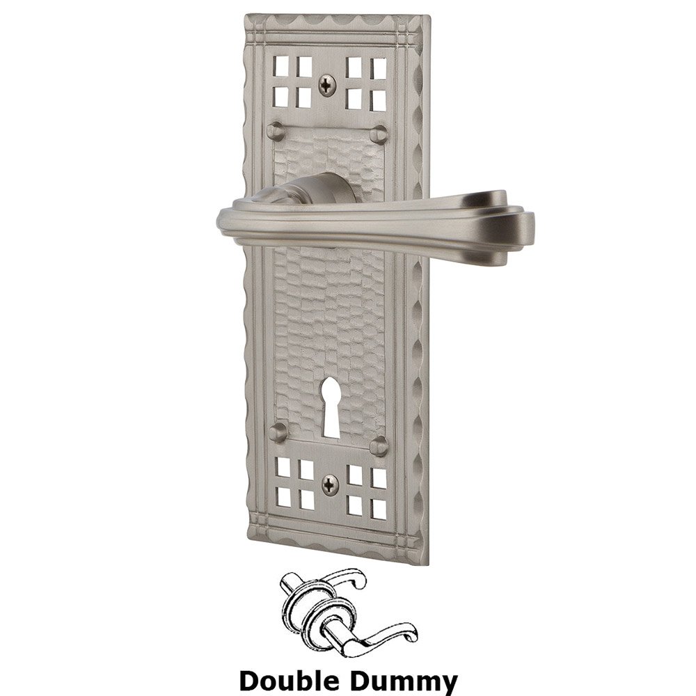Nostalgic Warehouse Craftsman Plate Double Dummy with Keyhole and  Fleur Lever in Satin Nickel