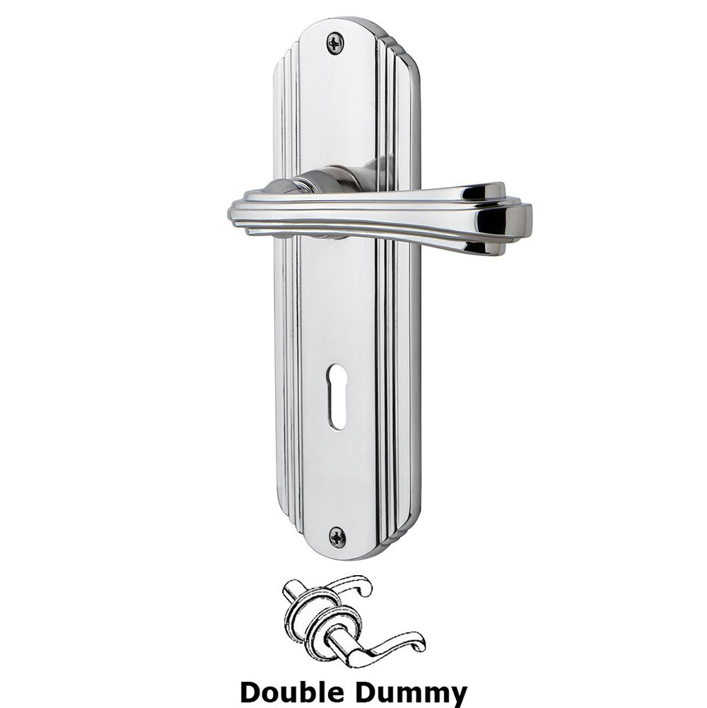Nostalgic Warehouse Deco Plate Double Dummy with Keyhole and  Fleur Lever in Bright Chrome