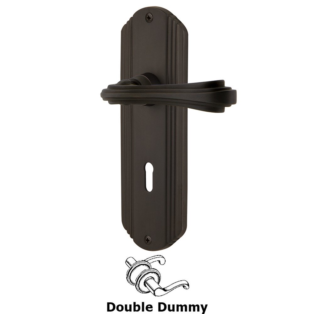 Nostalgic Warehouse Deco Plate Double Dummy with Keyhole and  Fleur Lever in Oil-Rubbed Bronze