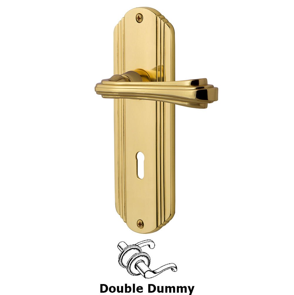 Nostalgic Warehouse Deco Plate Double Dummy with Keyhole and  Fleur Lever in Polished Brass