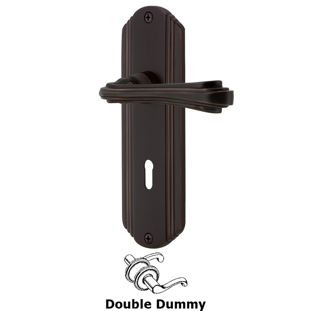 Nostalgic Warehouse Deco Plate Double Dummy with Keyhole and  Fleur Lever in Timeless Bronze