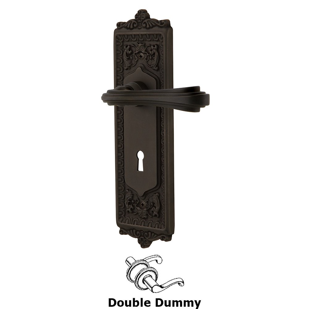 Nostalgic Warehouse Egg & Dart Plate Double Dummy with Keyhole and  Fleur Lever in Oil-Rubbed Bronze