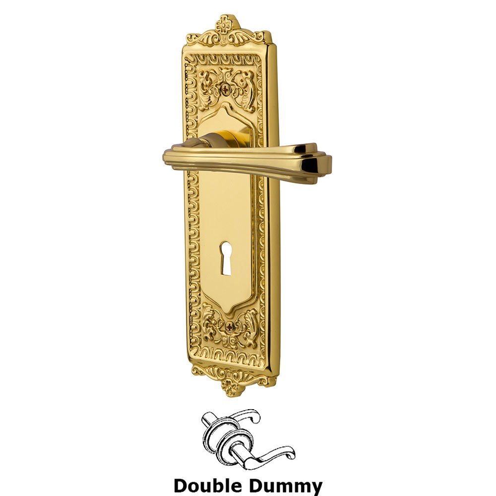 Nostalgic Warehouse Egg & Dart Plate Double Dummy with Keyhole and  Fleur Lever in Polished Brass