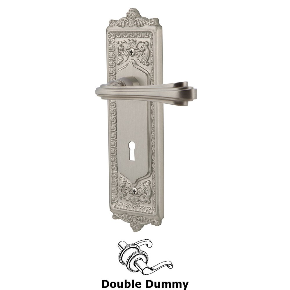 Nostalgic Warehouse Egg & Dart Plate Double Dummy with Keyhole and  Fleur Lever in Satin Nickel