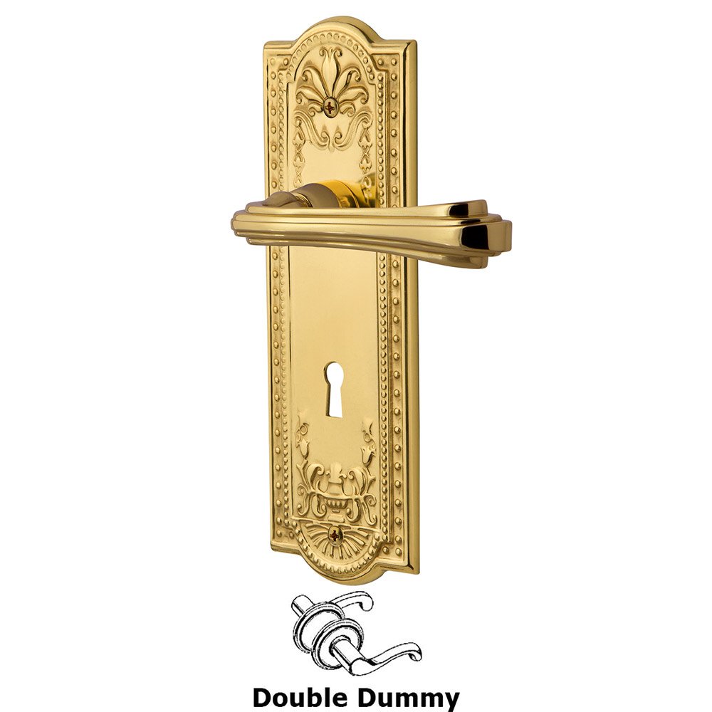 Nostalgic Warehouse Meadows Plate Double Dummy with Keyhole and  Fleur Lever in Unlacquered Brass
