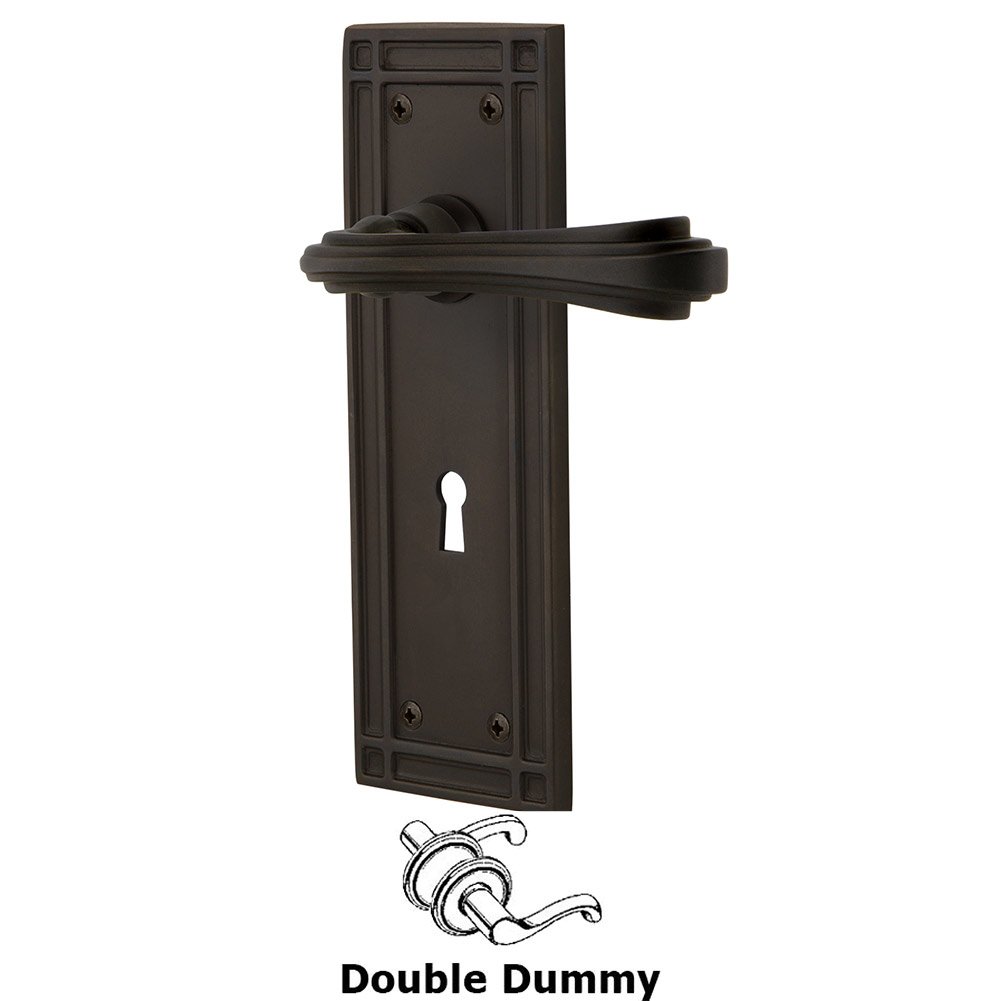 Nostalgic Warehouse Mission Plate Double Dummy with Keyhole and  Fleur Lever in Oil-Rubbed Bronze