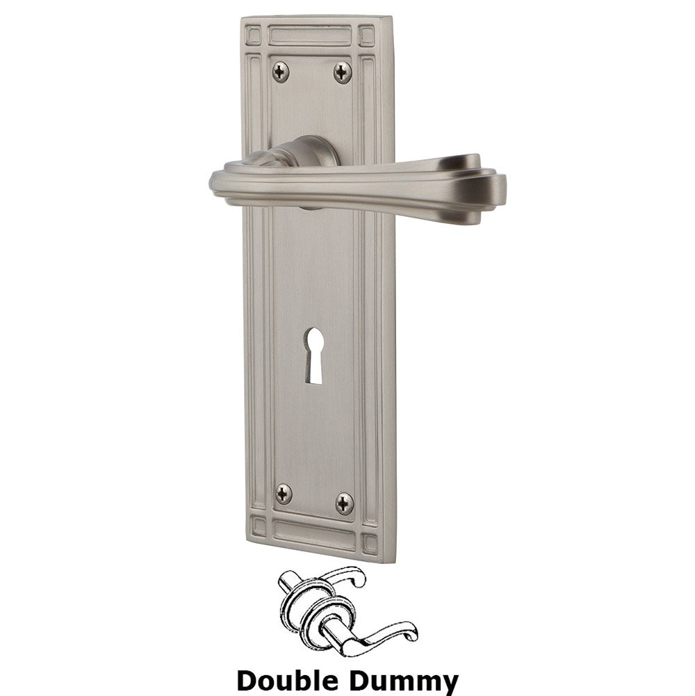 Nostalgic Warehouse Mission Plate Double Dummy with Keyhole and  Fleur Lever in Satin Nickel