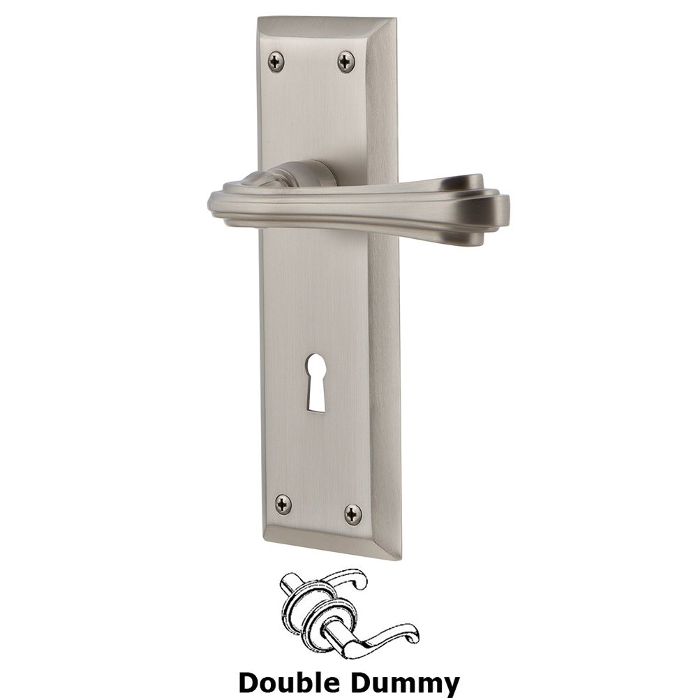 Nostalgic Warehouse New York Plate Double Dummy with Keyhole and  Fleur Lever in Satin Nickel