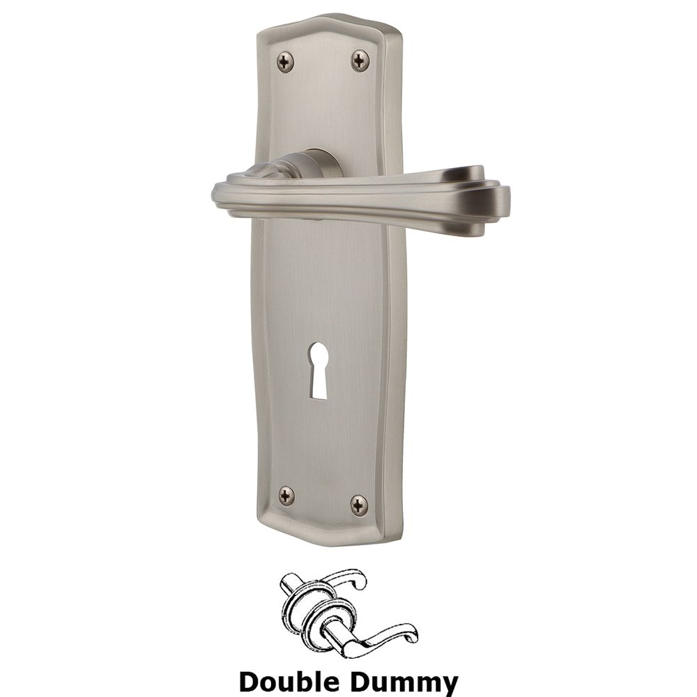 Nostalgic Warehouse Prairie Plate Double Dummy with Keyhole and  Fleur Lever in Satin Nickel