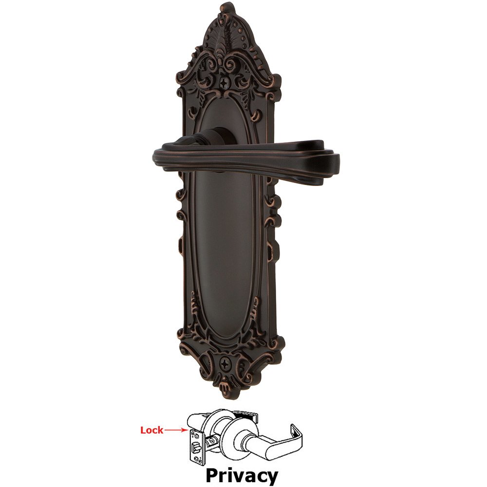 Nostalgic Warehouse Victorian Plate Privacy Fleur Lever in Timeless Bronze