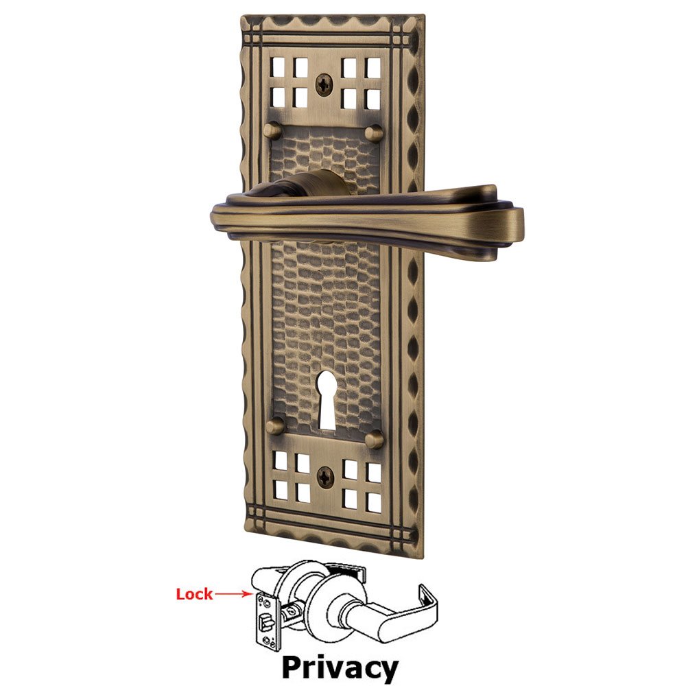 Craftsman - Craftsman Plate Privacy with Keyhole and Fleur Lever in