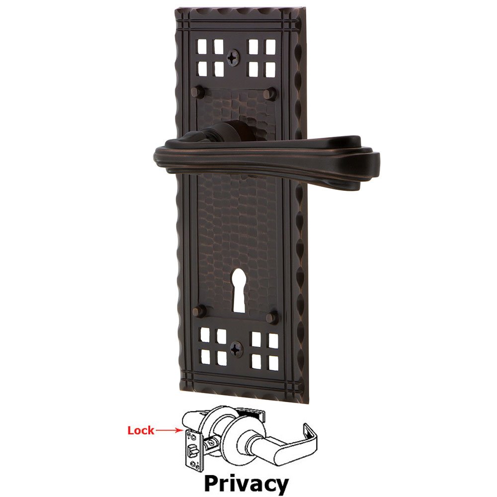Nostalgic Warehouse Craftsman Plate Privacy with Keyhole and  Fleur Lever in Timeless Bronze