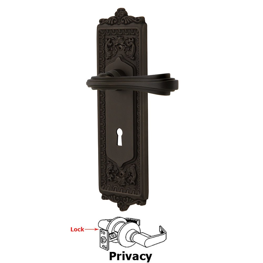 Nostalgic Warehouse Egg & Dart Plate Privacy with Keyhole and  Fleur Lever in Oil-Rubbed Bronze