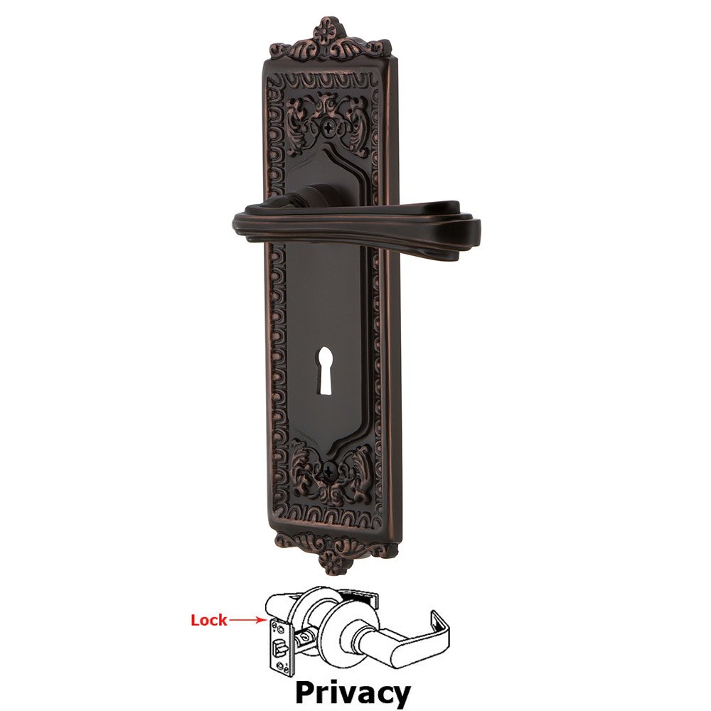 Nostalgic Warehouse Egg & Dart Plate Privacy with Keyhole and  Fleur Lever in Timeless Bronze