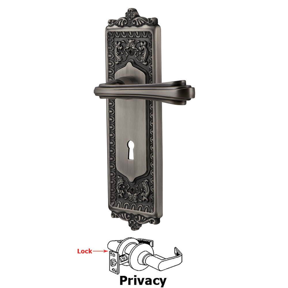 Nostalgic Warehouse Egg & Dart Plate Privacy with Keyhole and  Fleur Lever in Antique Pewter