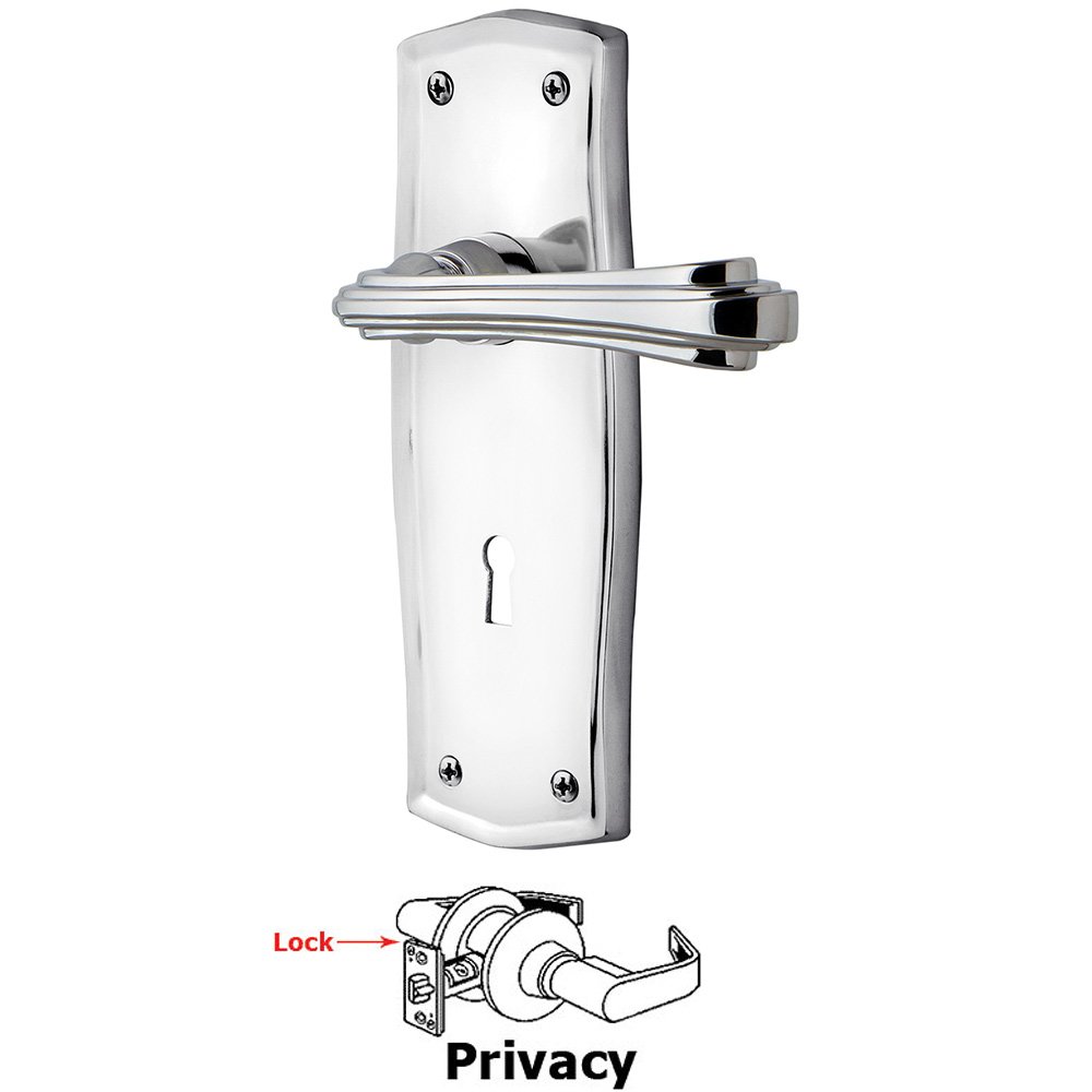 Nostalgic Warehouse Prairie Plate Privacy with Keyhole and  Fleur Lever in Bright Chrome